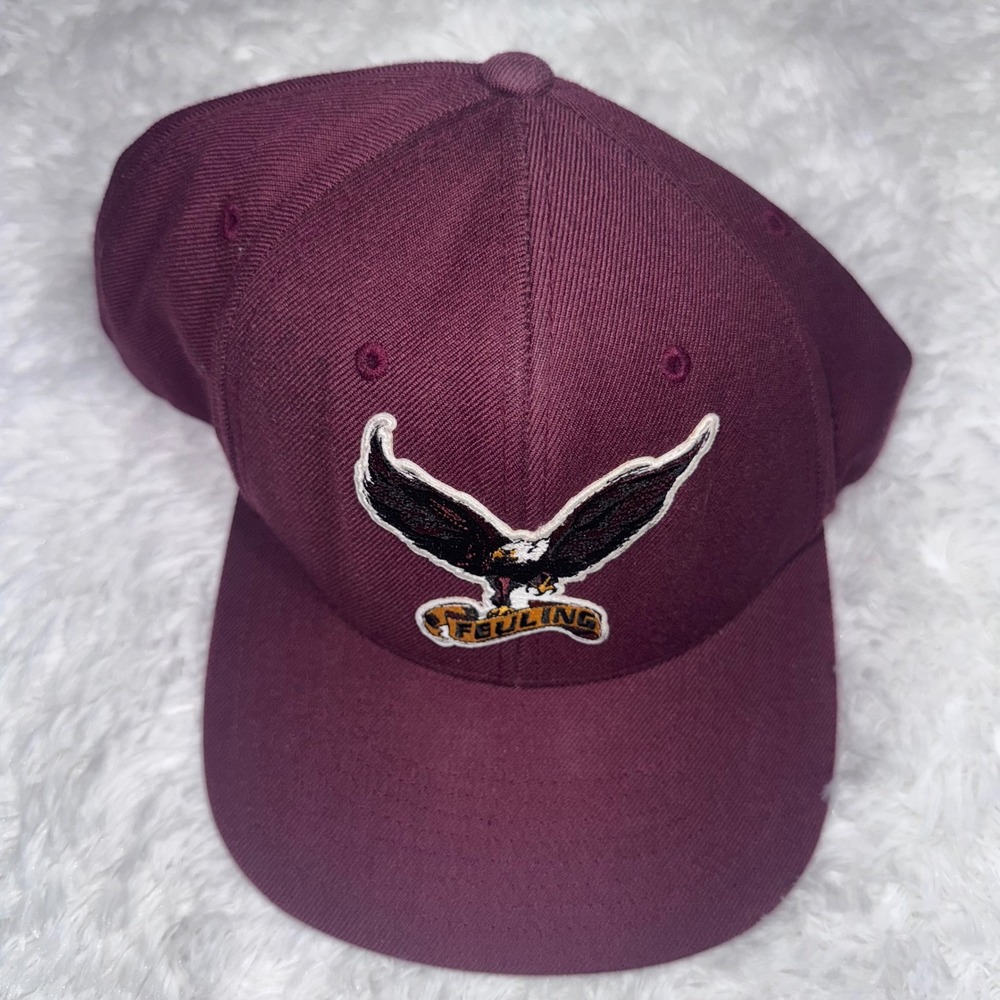 Yupoong Feuling Eagle Snapback Hat Mens OSFA Burgundy Excellent Green Underbrim